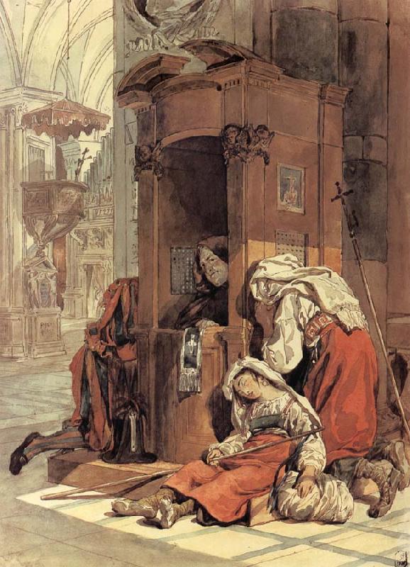 Karl Briullov Confession of an italian woman oil painting image